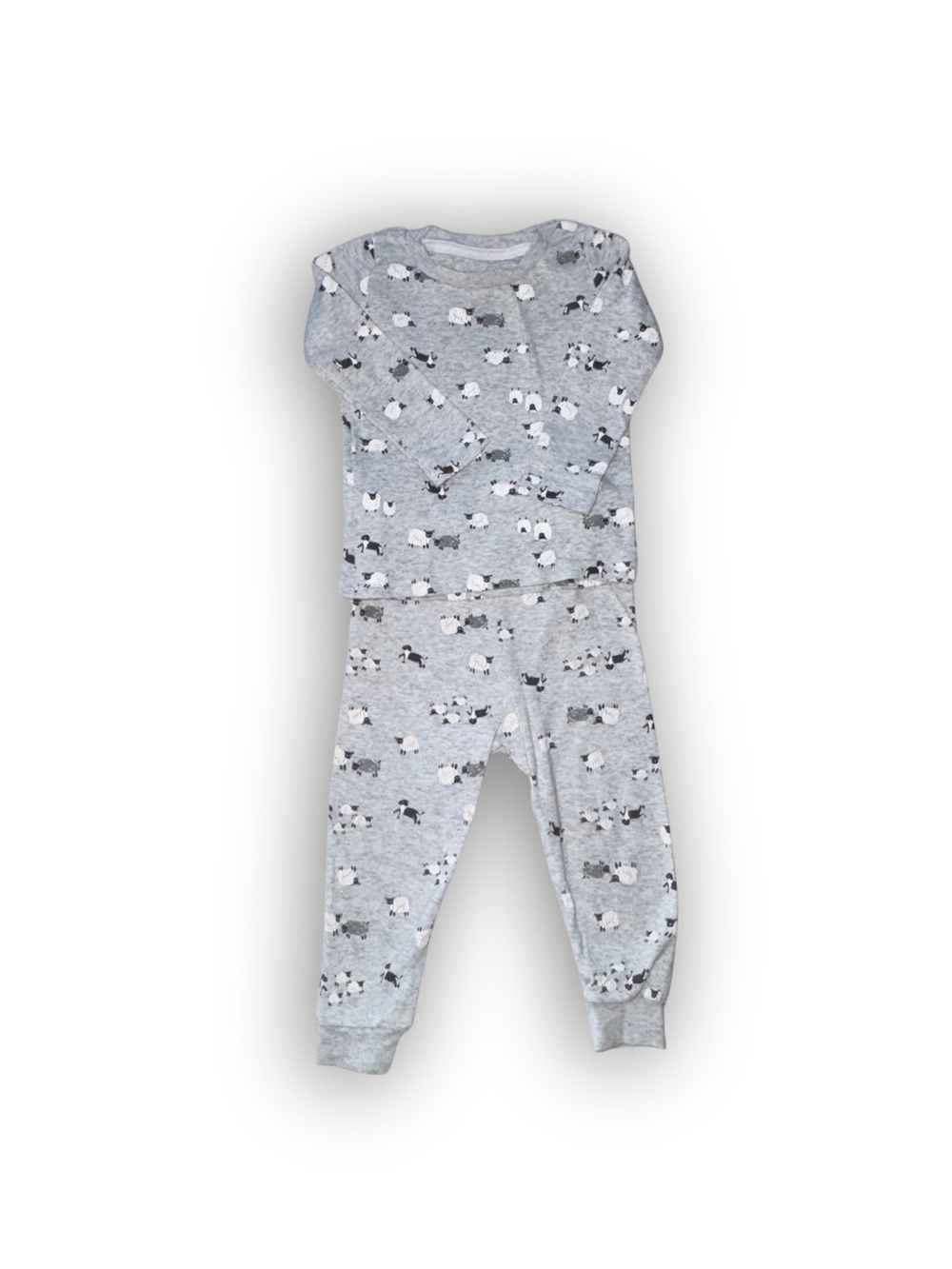 Gray Sheep-Print Kids Pajama Set - Cozy Long Sleeve Top & Pants 100% Cotton